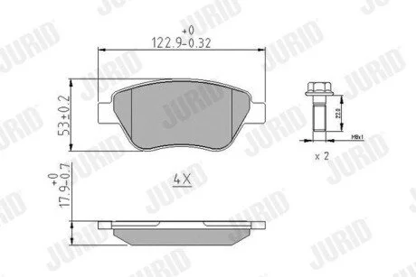 FIAT Тормозная колодка передн.Doblo 1.3JTD 1.9JTD 1.4i 05- Jurid 573170J
