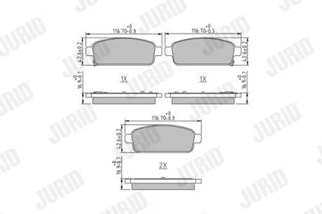 Гальмівні колодки задні Opel Zafira / Mokka / Astra CHEVROLET VOLT / Cruze Jurid 573335J