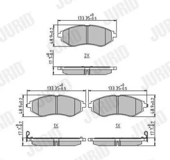 Дисковые тормозные колодки, комплект Jurid 573371J