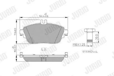 Гальмівні колодки передні Mercedes A / B / GLA / CLA, INFINITI Q30 Jurid 573403J