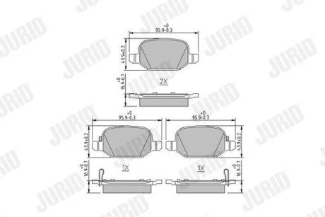 Дисковые тормозные колодки, комплект Jurid 573445J
