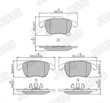 Колодки тормозные дисковые передние FORD MONDEO 12 -> Jurid 573674J