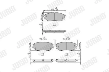Гальмівні колодки передні HYUNDAI Santa Fe / KIA Sorento Jurid 573782J
