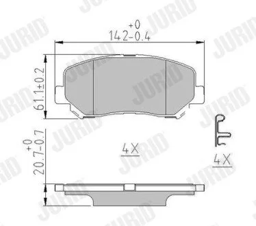 Колодки гальмівні дискові Jeep Cherokee (KL) 2.0 - 2.2 - 3.2 (04/2014->) Jurid 573787J