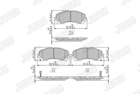 Колодки гальмівні дискові RENAULT KOLEOS II 16 -> / NISSAN X-TRAIL III 14 -> Jurid 573789J