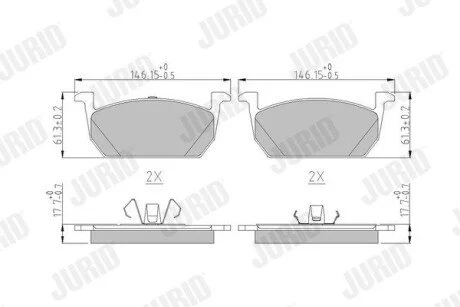 Гальмівні колодки передні VW POLO, T-CROSS/AUDI A1/SEAT ARONA,IBIZA/SKODA KAMIQ, SCALA Jurid 573833J