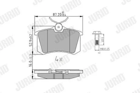 Гальмівні колодки задні RENAULT Megane III, IV, Clio IV, Fluence, CC Jurid 573847J