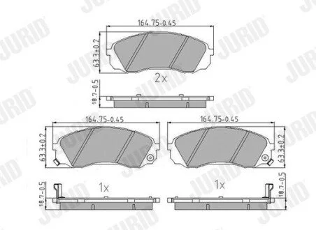 Гальмівні колодки передні HYUNDAI H-1/KIA CARNIVAL/Гальмівні колодки задні TOYOTA PROACE Jurid 573864J