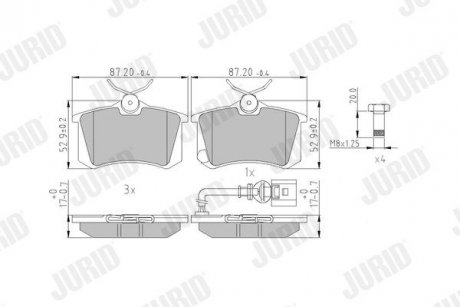 Гальмівні колодки задні Audi A2,A3/ SEAT Ibiza II, Toledo III/ Skoda Fabia I, Octavia I/ VW Golf V Jurid 573938J