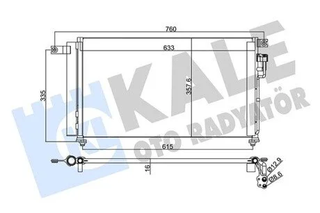 Радиатор кондиционера KIA Rio II (05-) 1.4i, 1.6i KALE OTO RADYATOR 345235