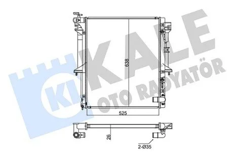 Радіатор охолодження двигуна (паяний) Mitsubishi L200 (06-) АКПП 2.5 Did KALE OTO RADYATOR 347965