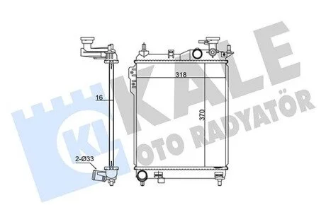 Радіатор охолодження двигуна (паяний) Hyundai Getz (02-) МКПП 1.1i, 1.3i, 1.4i, 1.6i KALE OTO RADYATOR 348330
