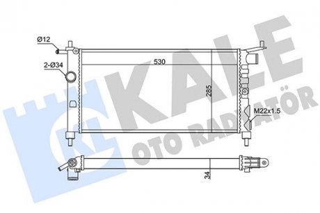 KALE OPEL Радиатор охлаждения Corsa B,Combo 1.2/1.4 KALE OTO RADYATOR 351235 (фото 1)