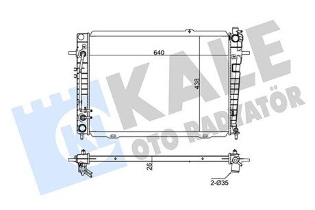 Радіатор охолодження двигуна (паяний) Hyundai Tucson, KIA Sportage (04-) 2.0 CRDI, 2.0 CVVT, 2.7 CVVT KALE OTO RADYATOR 351240 (фото 1)