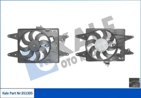 Вентилятор охлаждения радиатора с кожухом Fiat Doblo Fan & Motor & Shroud KALE OTO RADYATOR 351305