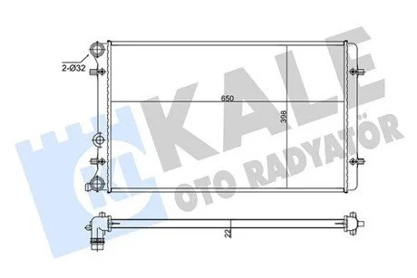 Радіатор охолодження двигуна (паяний) Audi A3 (97-)/Seat Leon (99-)/Skoda Octavia I (97-)/VW Bora (99-), Golf IV (98-) KALE OTO RADYATOR 366400