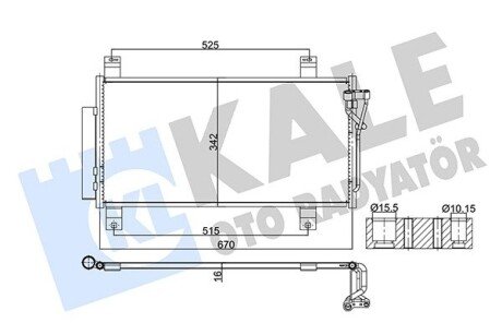 Радіатор кондиціонера (з осушувачем) Mazda 6 1.8-2.5 07-13 KALE OTO RADYATOR 382510