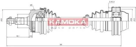 Фото 1 - привідний вал KAMOKA ME1138904A Привідний вал KAMOKA ME1138904A (фото 1)