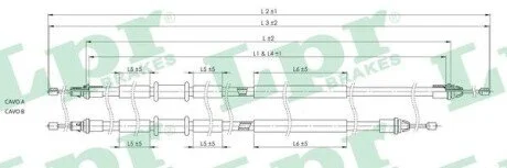 Трос ручного гальма LPR C0249B