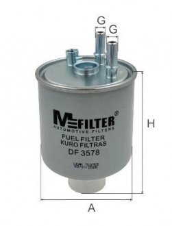 Фильтр топливный Kangoo 1.5dCi 10.07- (+датч.воды нижн.)) M-FILTER DF 3578