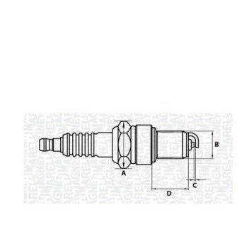Свічка зпалювання CT6FMR ВАЗ 2108-099, DAEWOO LANOS 1.5 MAGNETI MARELLI 062000771304 (фото 1)
