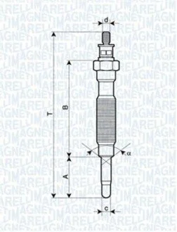 Свеча накала HYUNDAI 2,5 MITSUBISHI 2,3/2,5 NISSAN 2,3/2,5 MAGNETI MARELLI 062900072304