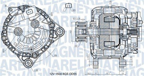 Генератор Renault Kangoo 1.5 dCi 08- (12V/150A) MAGNETI MARELLI 063731435410 (фото 1)