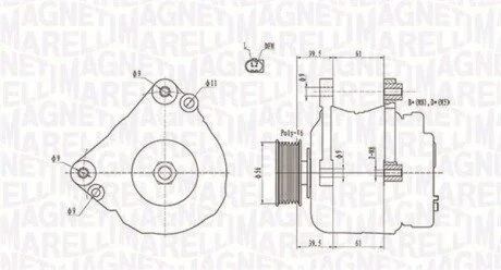 ALTERNATOR 12V AUDI/SEAT/SKODA/VOLKSWAGEN 1.6/1.8/2.0 FSI/TFSI 2003 -> SZT MAGNETI MARELLI 063731818010