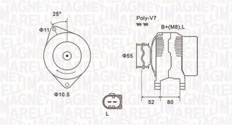 Alternator FIAT/IVECO 2.3JTD 110A MAGNETI MARELLI 063731837010