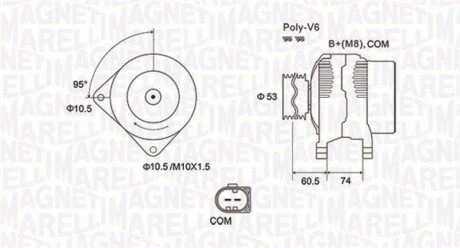Alternator BMW 3/5 E90/E61 170A MAGNETI MARELLI 063731905010