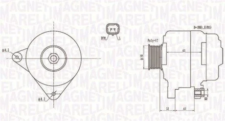 Alternator OPEL/RENAULT VIVARO, TRAFIC 2.0DCi 150A MAGNETI MARELLI 063731959010
