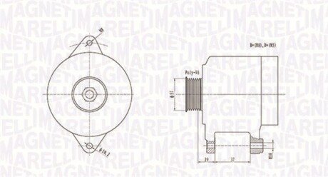 ALTERNATOR 12V CITROEN C1/ PEUGEOT 107/ TOYOTA AYGO 1,0 2005&gt; SZT MAGNETI MARELLI 063731978010 (фото 1)