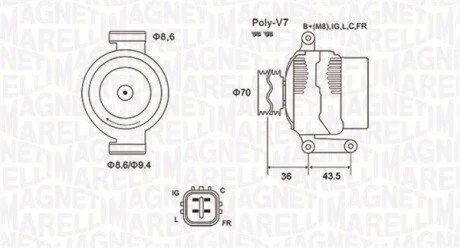 ALTERNATOR 12V HONDA ACCORD/CIVIC/C-RV/F-RV 2.0/2.2/2.4 2005 -> SZT MAGNETI MARELLI 063731980010