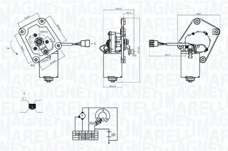 Двигун склоочисника передн CHEVROLET SPARK, DAEWOO MATIZ 09.98- MAGNETI MARELLI 064374900010