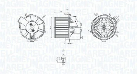 Вентилятор салону CITROEN C2, C2 ENTERPRISE, C3 I, C3 PLURIEL, PEUGEOT 1007, 206, 206+, 307 1.1-2.0D 08.98- MAGNETI MARELLI 069412200010 (фото 1)