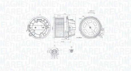 Вентилятор салону CITROEN C2, C2 ENTERPRISE, C3 I, C3 PLURIEL, XSARA PICASSO, PEUGEOT 1007, 206 1.1-2.0D 12.99- MAGNETI MARELLI 069412240010