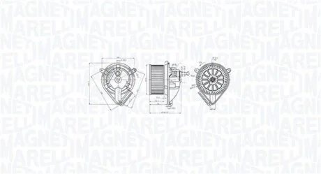 Вентилятор салону 12В MERCEDES SPRINTER 2-T (B901, B902), SPRINTER 3-T (B903), SPRINTER 4-T (B904), SPRINTER 5-T (B905), VW LT 28-35 II, LT 28-46 II 01.95-07.06 MAGNETI MARELLI 069412764010