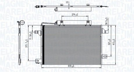 Радіатор кондиціонера (з осушувачем) MB A-class (W169)/B-class (W245) 1.5-2.0LPG 04-12 MAGNETI MARELLI 350203745000