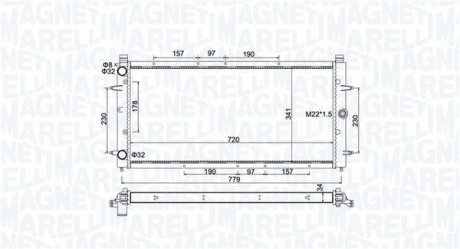 Радіатор охолодження VW T4 2.5TDI 90-03 MAGNETI MARELLI 350213174600