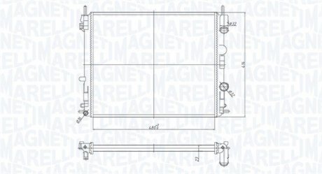 Radiator, engine cooling MAGNETI MARELLI 350213182200 (фото 1)