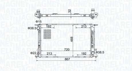 Радіатор двигуна (акпп/мкпп) AUDI A4 ALLROAD B8, A4 B8, A5, A6 ALLROAD C7, A6 C7, A7, Q5 2.7D-4.0 06.07-09.18 MAGNETI MARELLI 350213195800