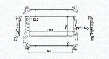 Радіатор двигуна BMW 2 (F45), 2 GRAN TOURER (F46), 2 GRAN TOURER VAN (F46), X1 (F48), MINI (F55), (F56), (F57), CLUBMAN (F54), COUNTRYMAN (F60) 1.5D/2.0D 09.13- MAGNETI MARELLI 350213202700