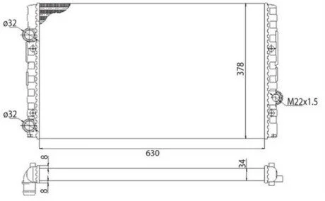 Радиатор двигателя VW GOLF III (1H1) 1,9D/TD/TDI GOLF IV (1J1) 1,9TDI VENTO (1H2) 1,9D/TD/TDI [] MAGNETI MARELLI 350213793003 (фото 1)