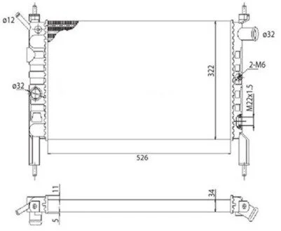 Радиатор двигателя OPEL ASTRA F 1,4 1,6 CORSA C 1,4 1,6 [] MAGNETI MARELLI 350213831003 (фото 1)