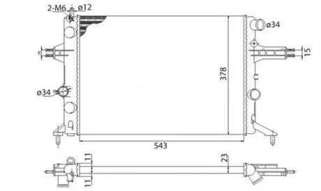 Радиатор двигателя OPEL ASTRA G (F08, F35, F48, F69 - MANUAL) 1,4 16V 1,6 1,6 16V 1,8 16V ZAFIRA (F75 - MANUAL) 1, [] MAGNETI MARELLI 350213960003 (фото 1)