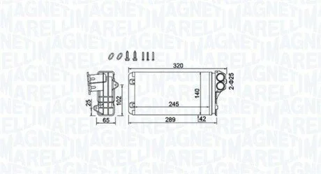 Радіатор пічки Peugeot 206/206+ 1.1-2.0D 98- MAGNETI MARELLI 350218416000