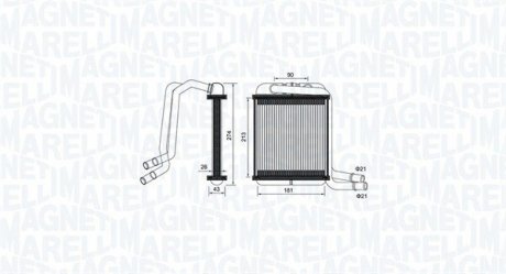 Радіатор пічки VW T5/T6 1.9-2.0TDI/2.0TSI 03- MAGNETI MARELLI 350218458000