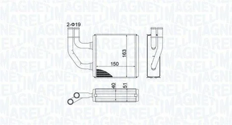 FORD радіатор опалення Galaxy -06, VW Sharan -10 MAGNETI MARELLI 350218485000