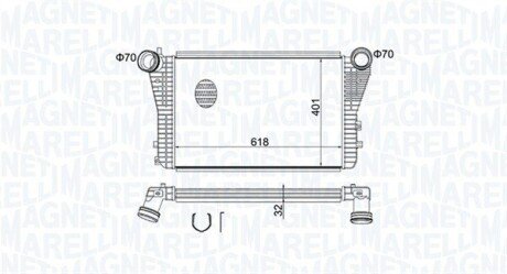 Радіатор інтеркулера VW Caddy III 1.9 TDI 04-10 MAGNETI MARELLI 351319204030 (фото 1)