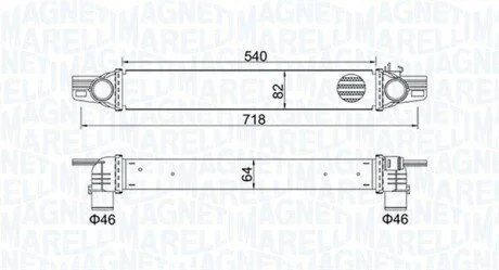 Intercooler CITROEN/FIAT/PEUGEOT NEMO, FIORINO/QUBO, BIPPER MAGNETI MARELLI 351319204360